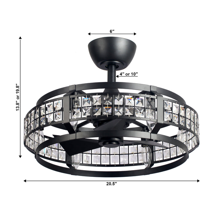 20" Cairns Modern Downrod Mount Reversible Crystal Fandelier Ceiling Fan with Lighting and Remote Control