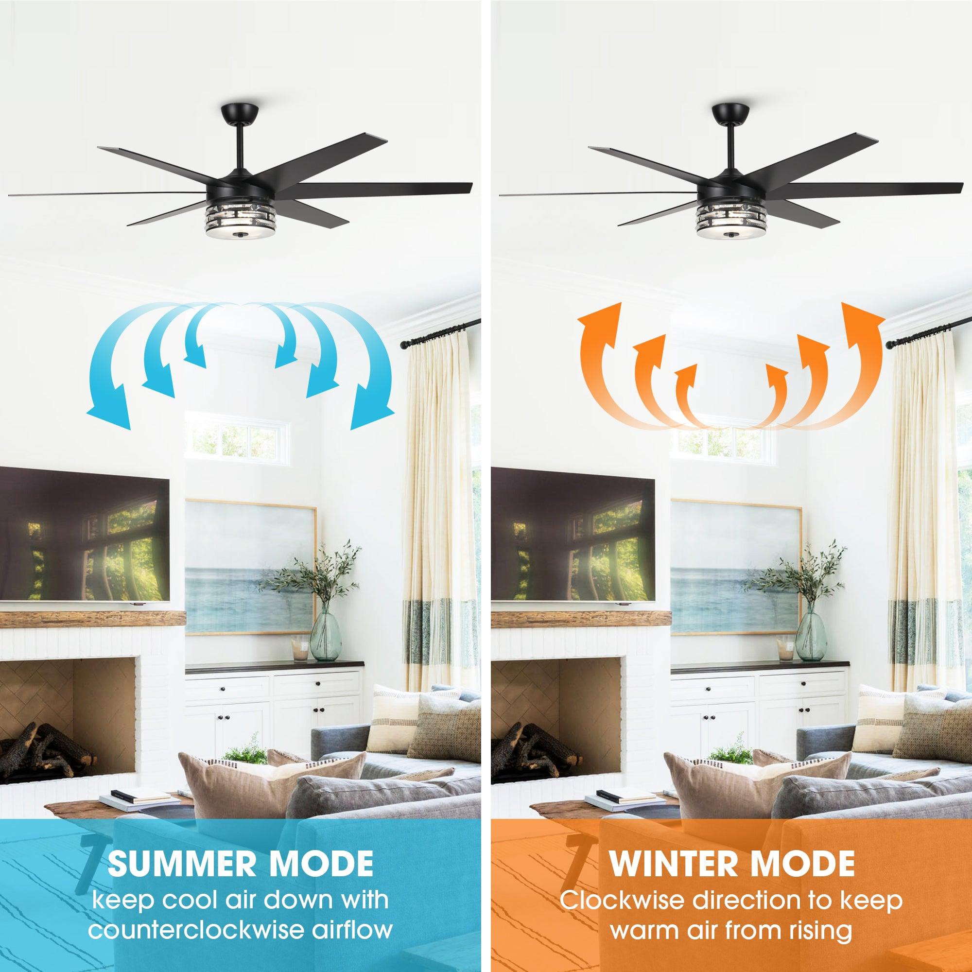 Ventilador de techo reversible moderno con motor de CC de 70