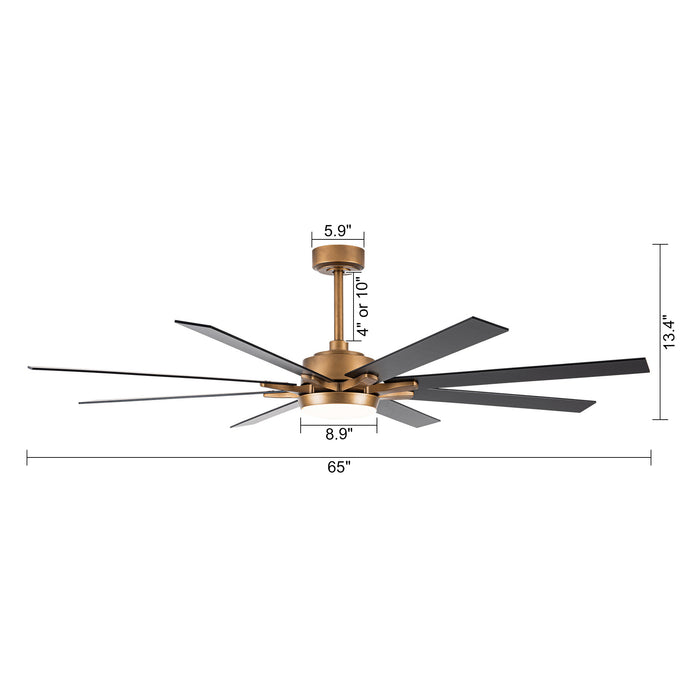65" Balachandran Industrial DC Motor Downrod Mount Ceiling Fan with LED Lighting and Remote Control