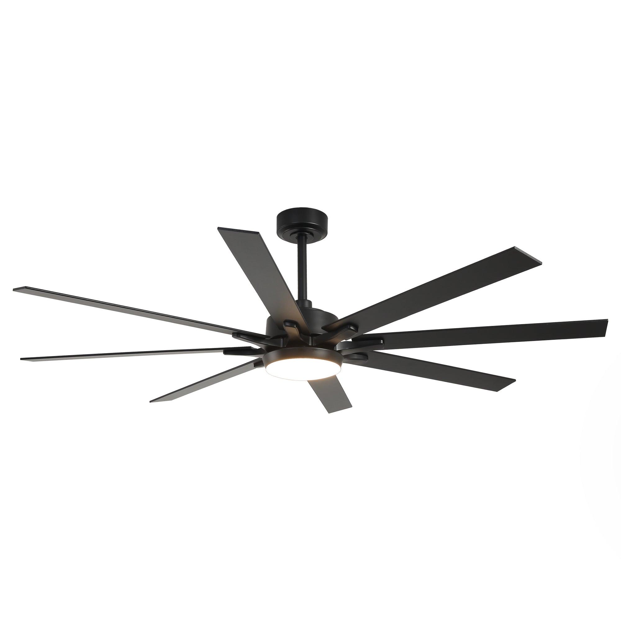 Ventilador de techo moderno Teresa de 65 pulgadas con aspas de doble cara, control remoto y luz LED.