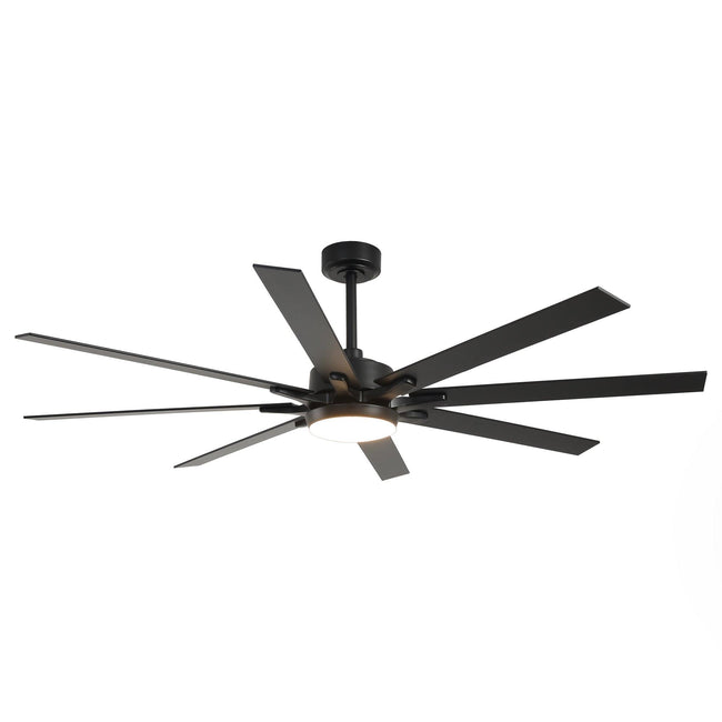 Ventilador de techo moderno Teresa de 65 pulgadas con aspas de doble cara, control remoto y luz LED.