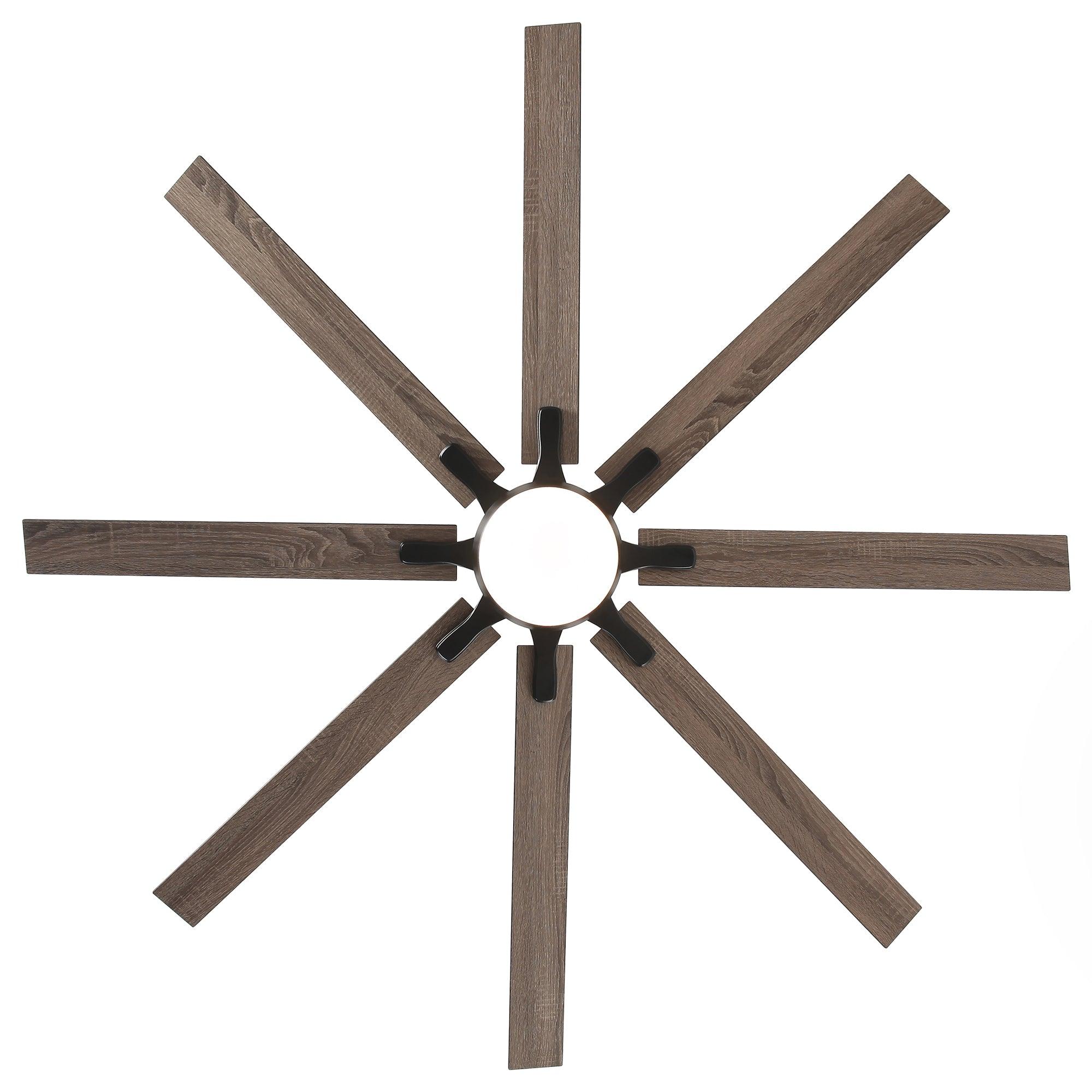 Ventilador de techo moderno Teresa de 65 pulgadas con aspas de doble cara, control remoto y luz LED.