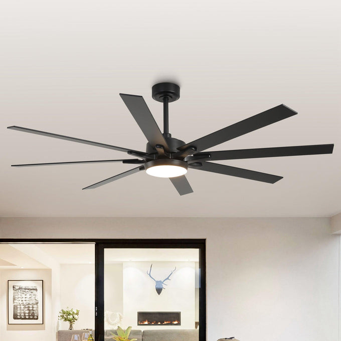 65 Inch Teresa Modern Double-sided Blades Ceiling Fan with Remote Control and LED Light