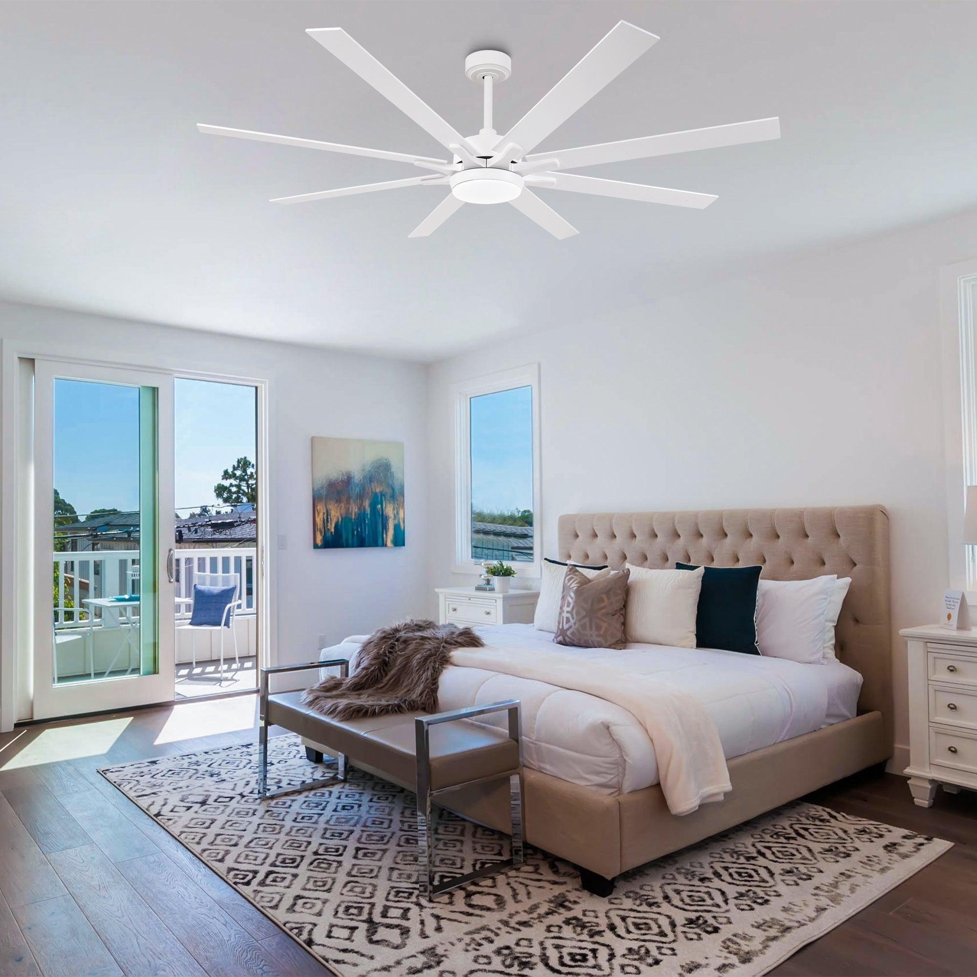 Ventilador de techo moderno Teresa de 65 pulgadas con aspas de doble cara, control remoto y luz LED.