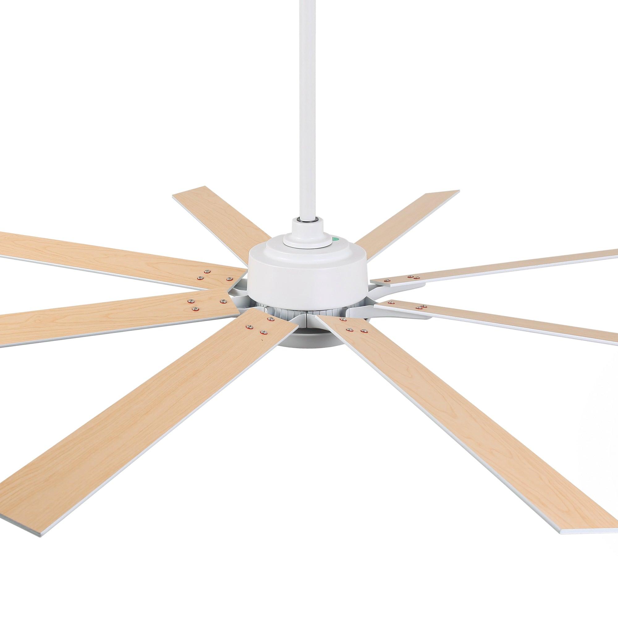 Ventilador de techo moderno Teresa de 65 pulgadas con aspas de doble cara, control remoto y luz LED.