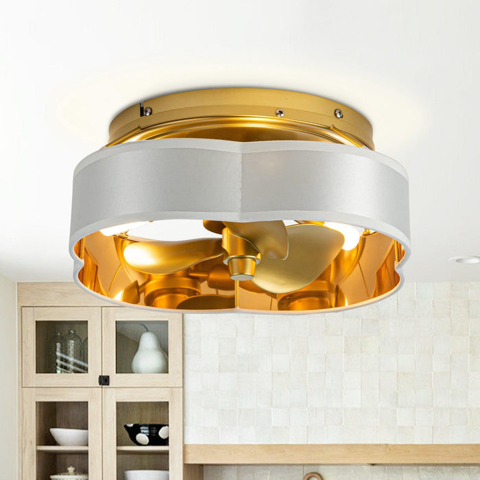 Ventilador de techo empotrado dorado Vaczon de 13 pulgadas con luz y control remoto