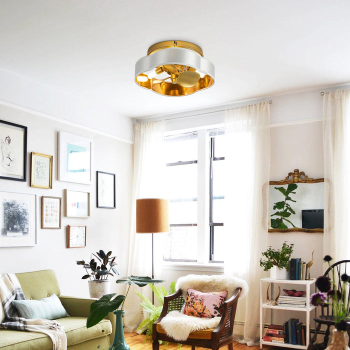 Ventilador de techo empotrado dorado Vaczon de 13 pulgadas con luz y control remoto
