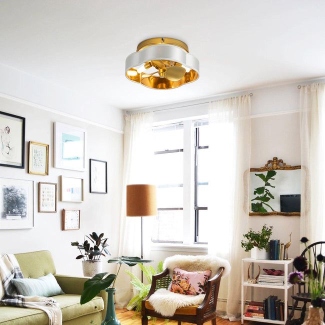 Ventilador de techo empotrado dorado Vaczon de 13 pulgadas con luz y control remoto