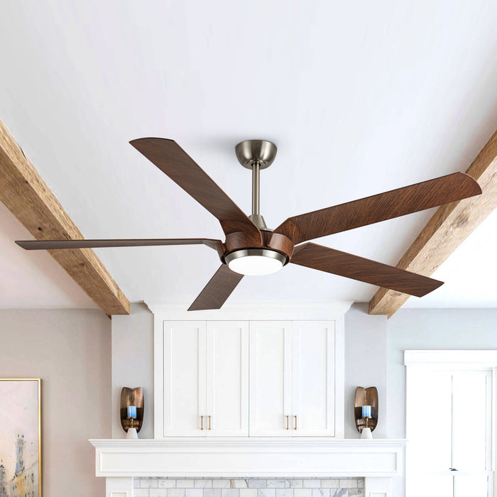 65" Fury Farmhouse DC Motor Downrod Mount Ceiling Fan with Lighting and Remote Control