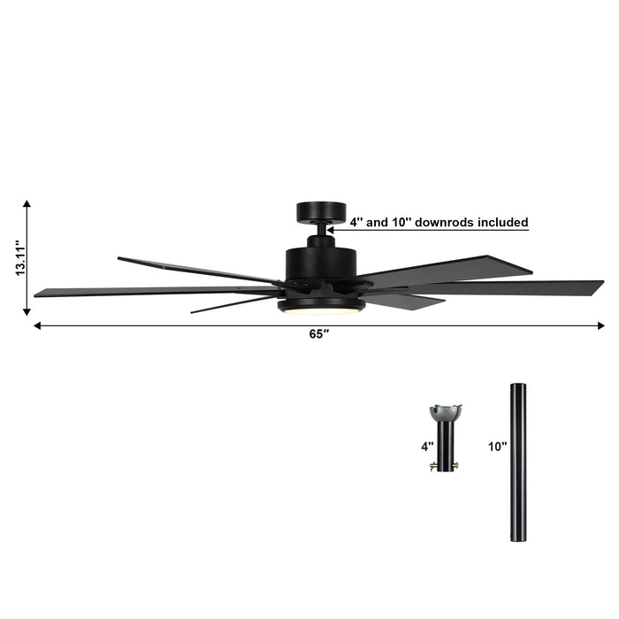 65" Amold Industrial Downrod Mount Ceiling Fan with Lighting and Remote Control