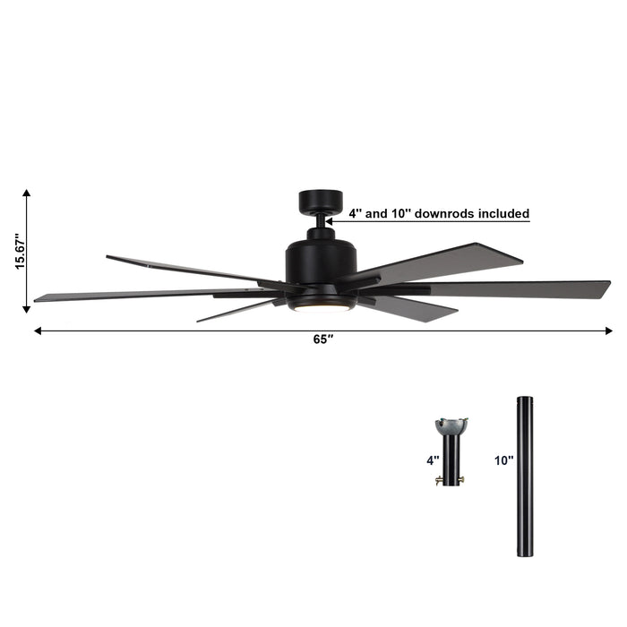 65" Bendan Industrial Downrod Mount Ceiling Fan with Lighting and Remote Control