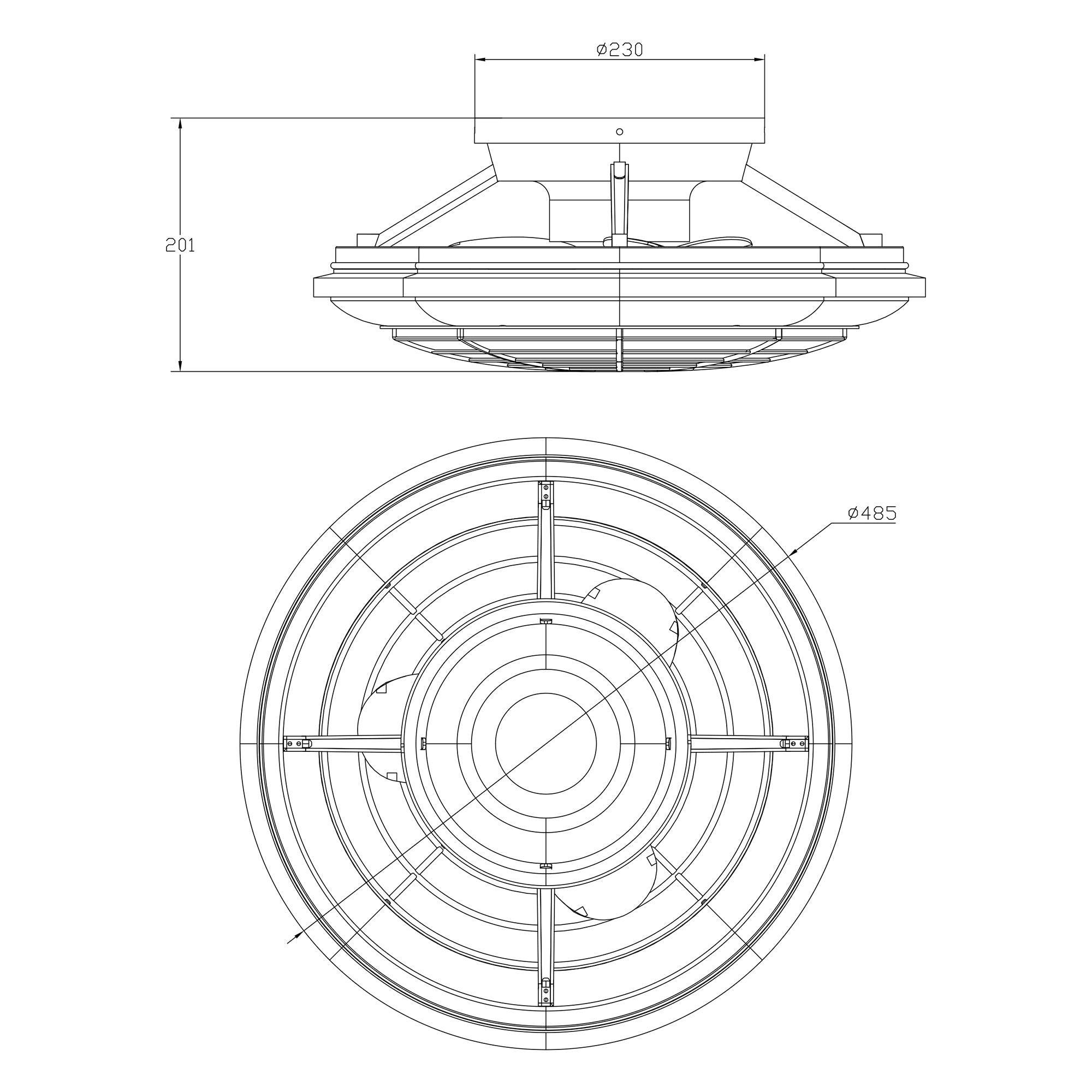 Ventilador de techo reversible empotrado con motor de CC moderno Ikon de 20