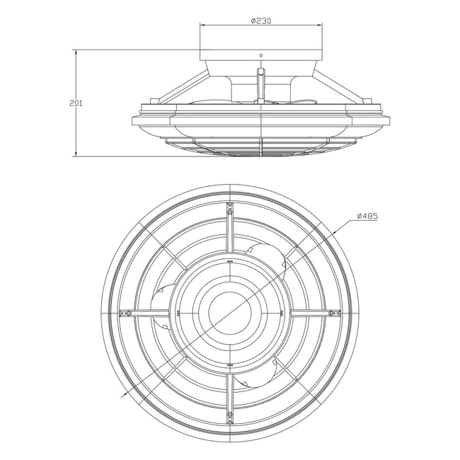 Ventilador de techo reversible empotrado con motor de CC moderno Ikon de 20