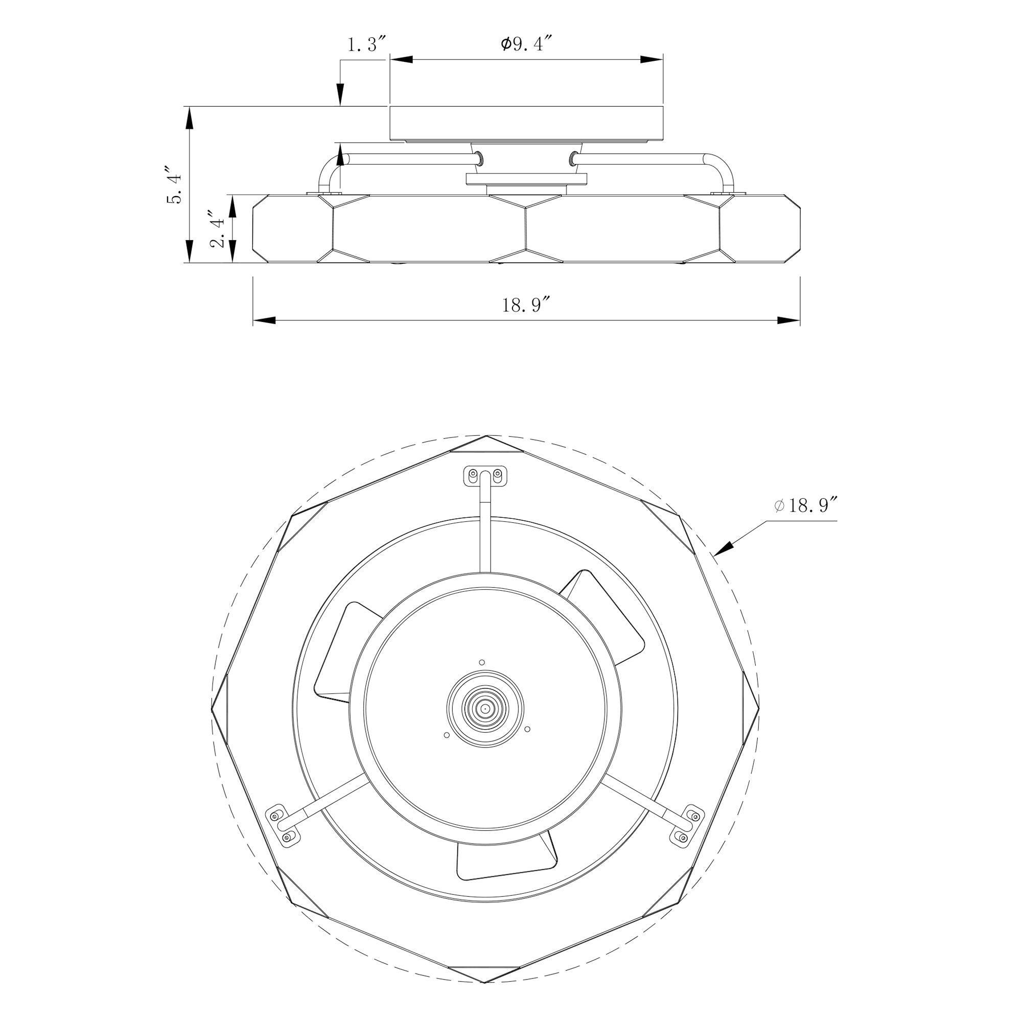 Ventilador de techo reversible empotrado Britton de 19
