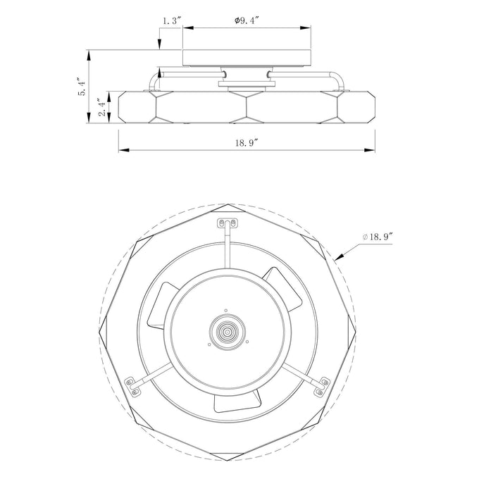 Ventilador de techo reversible empotrado Britton de 19