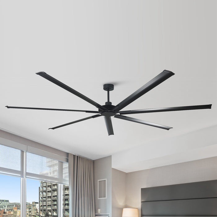 84" or 100" Industrial DC Motor Downrod Mount Reversible Ceiling Fan with Remote Control
