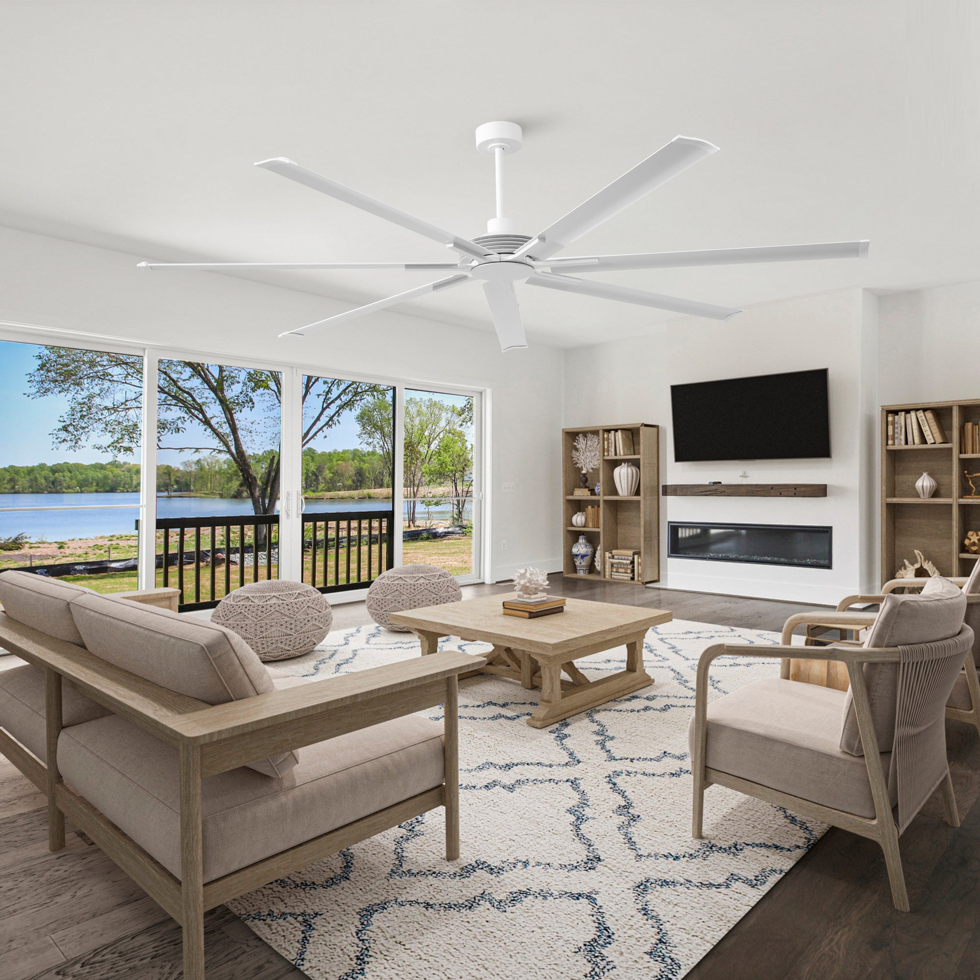 84 Inch 100 Inch Silent Storm Extra Large Ceiling Fan with Remote Control