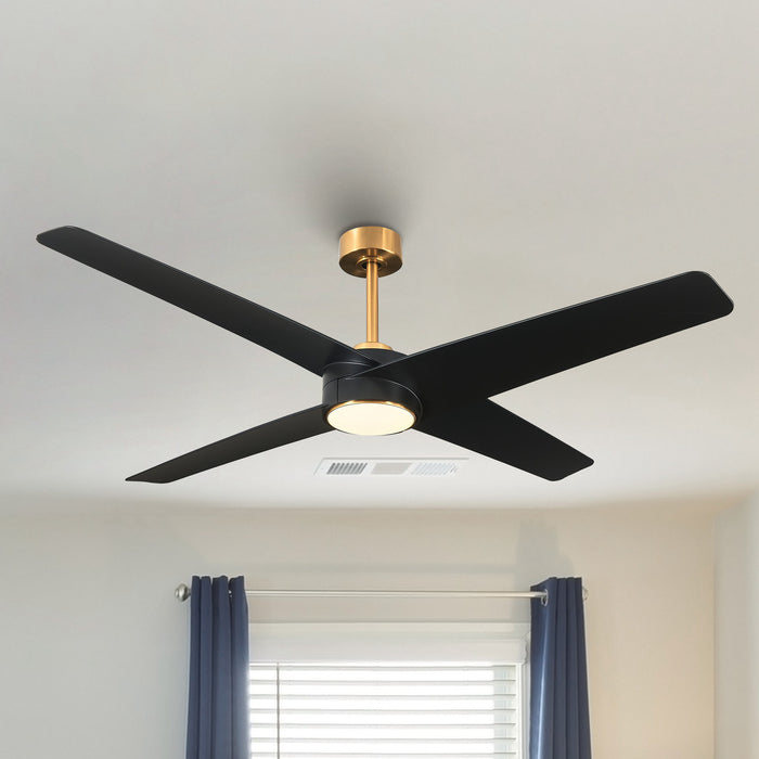 60" Parvez Modern DC Motor Downrod Mount Reversible Ceiling Fan with Lighting and Remote Control