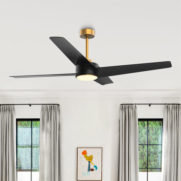 Ventilador de techo reversible Parvez de 60" con motor de CC, montaje en varilla, iluminación y control remoto
