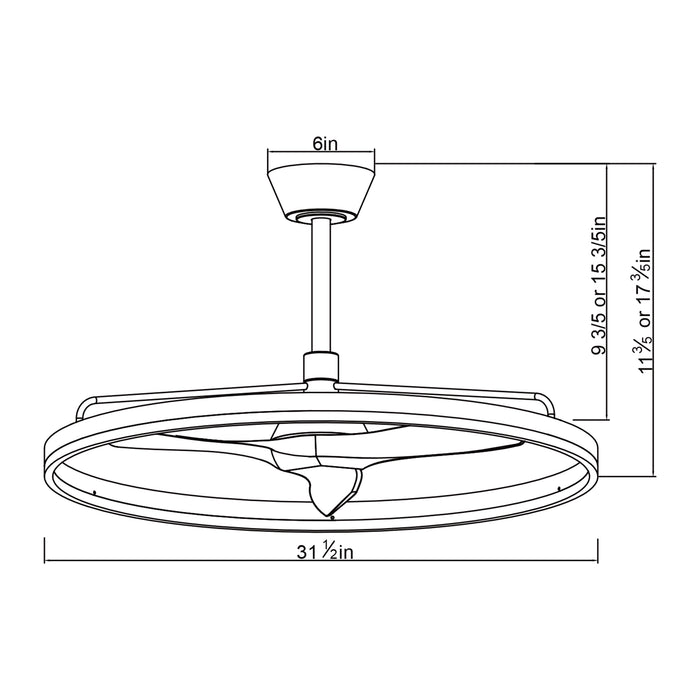 31.5" Theron Industrial DC Motor Downrod Mount Reversible Ceiling Fan with LED Lighting and Remote Control