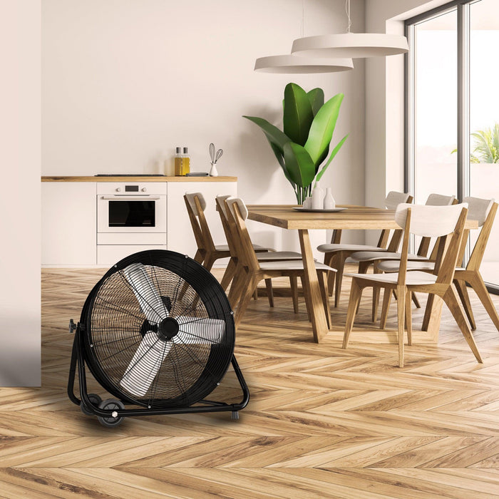 27.5 Inch 3-Speed High Velocity Indoor / Outdoor Industrial Drum Fan with Wheel