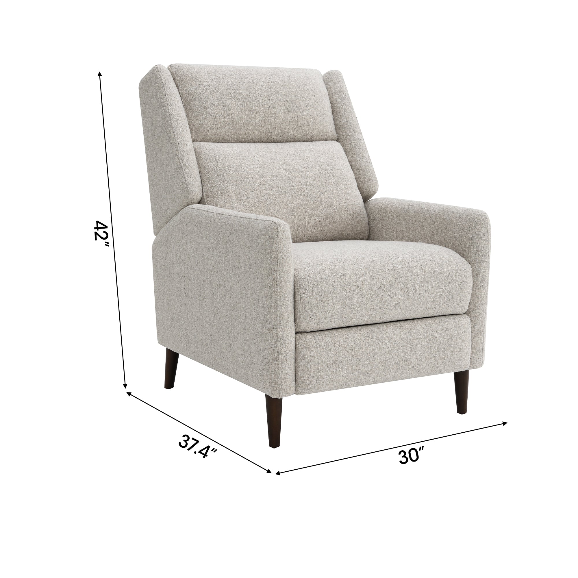 Psyche 30 Inch Modern Pushback Recliner with High Back