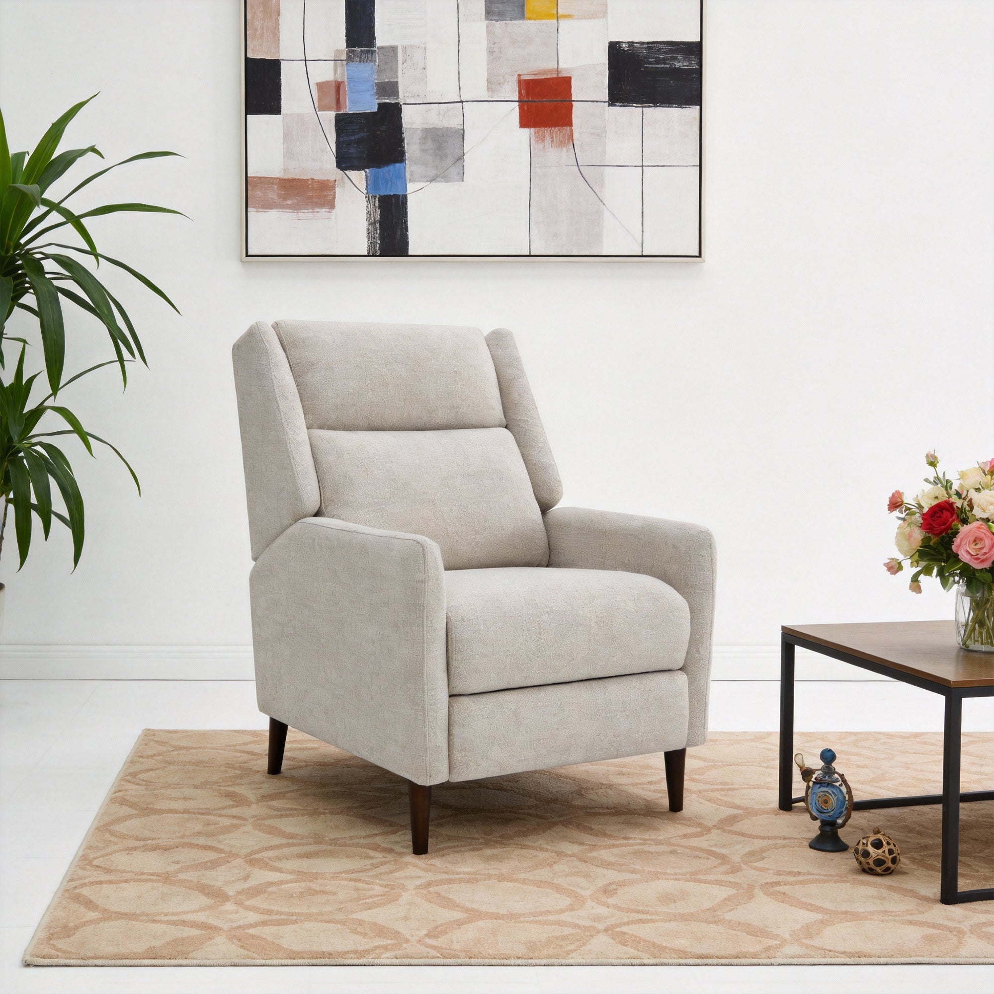 Psyche 30 Inch Modern Pushback Recliner with High Back