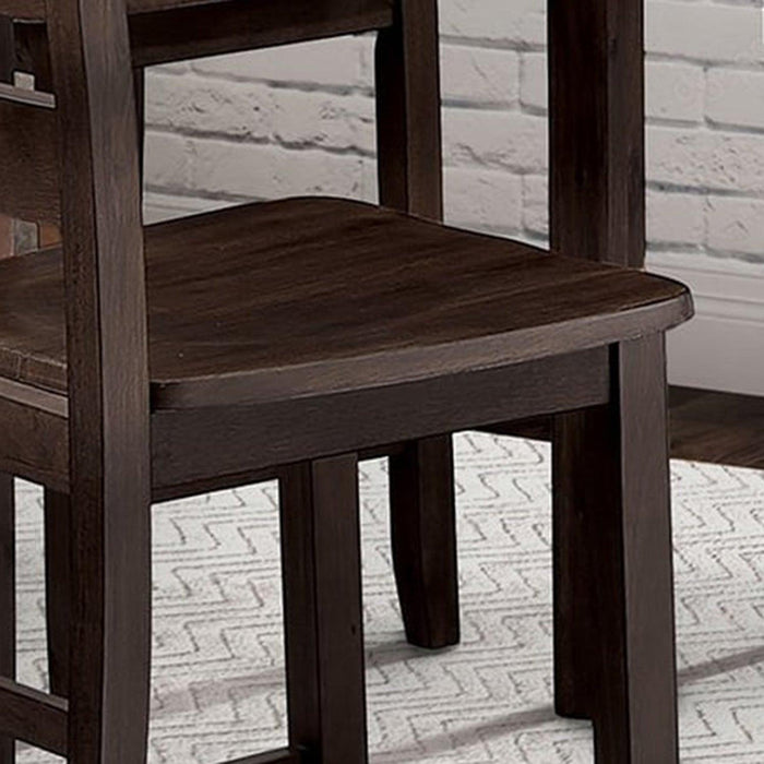 Juego de mesa de 5 piezas de madera maciza de caucho y chapa de madera de 36" de alto.