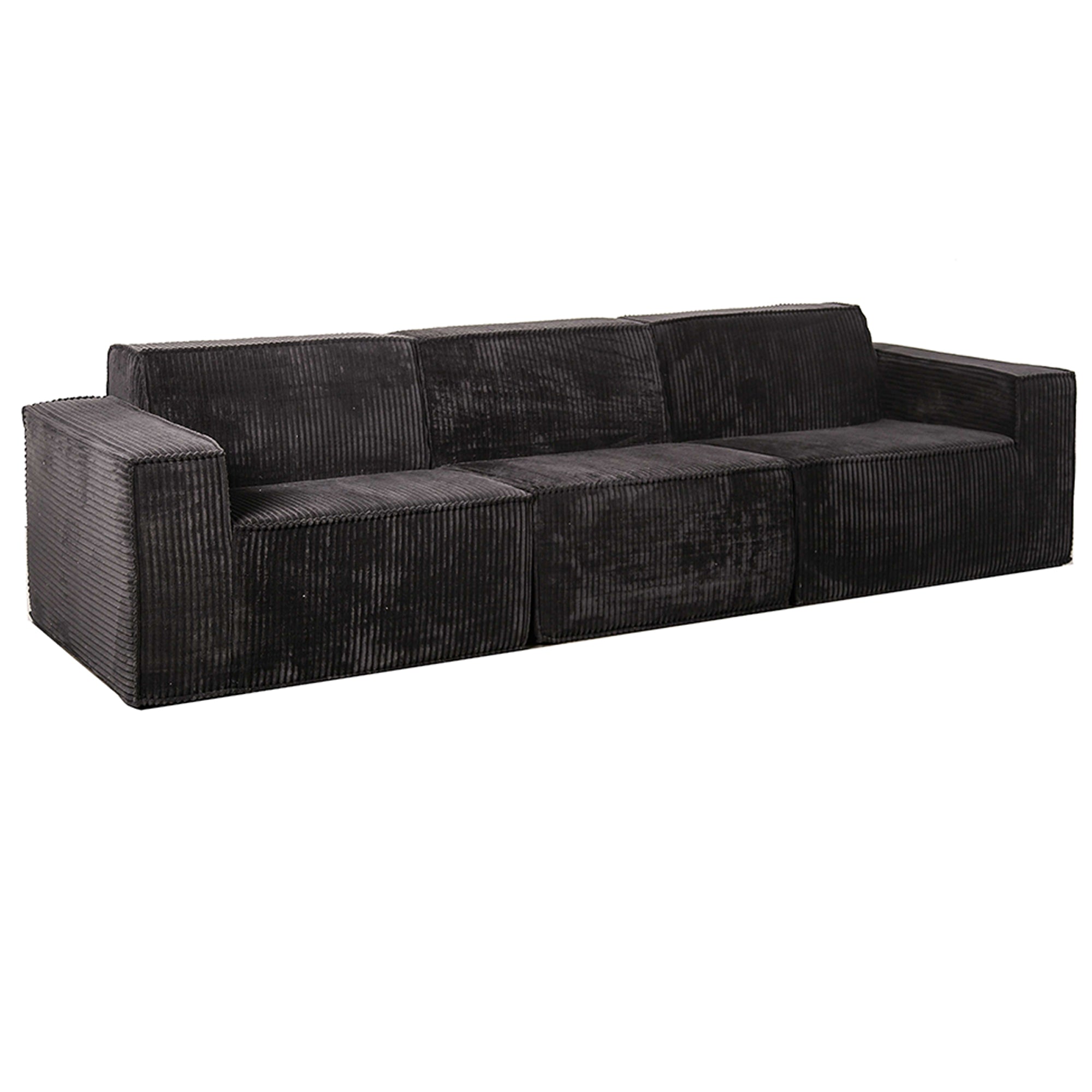 Conjunto de sofá beige de 3 piezas con otomana de almacenamiento y carga USB