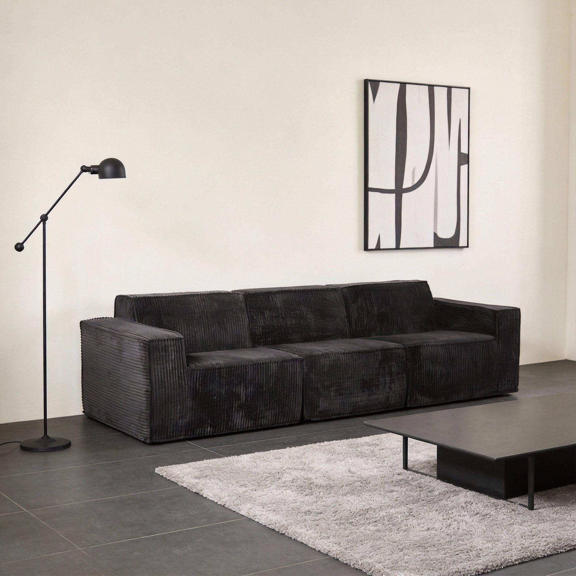 Conjunto de sofá beige de 3 piezas con otomana de almacenamiento y carga USB