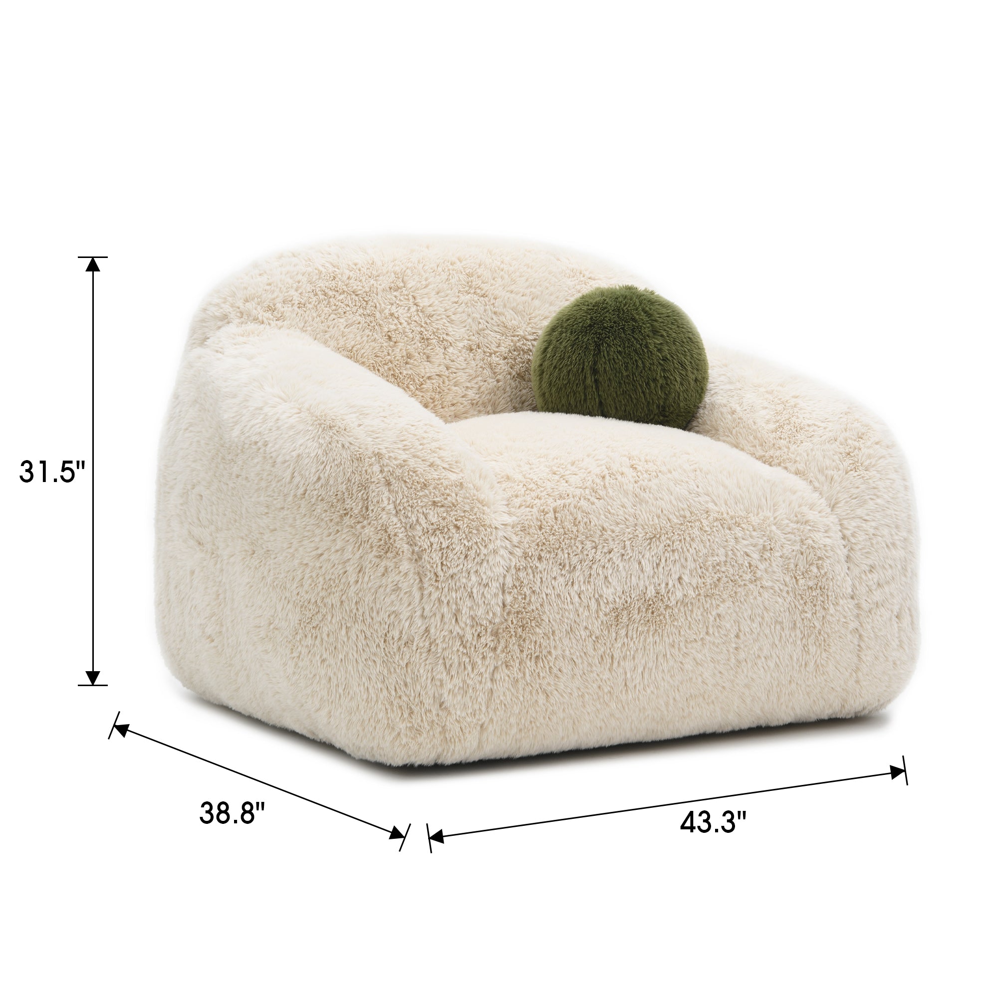 43 Inch Darwen Modern 360-Degree Swivel Chair with Ball Pillow