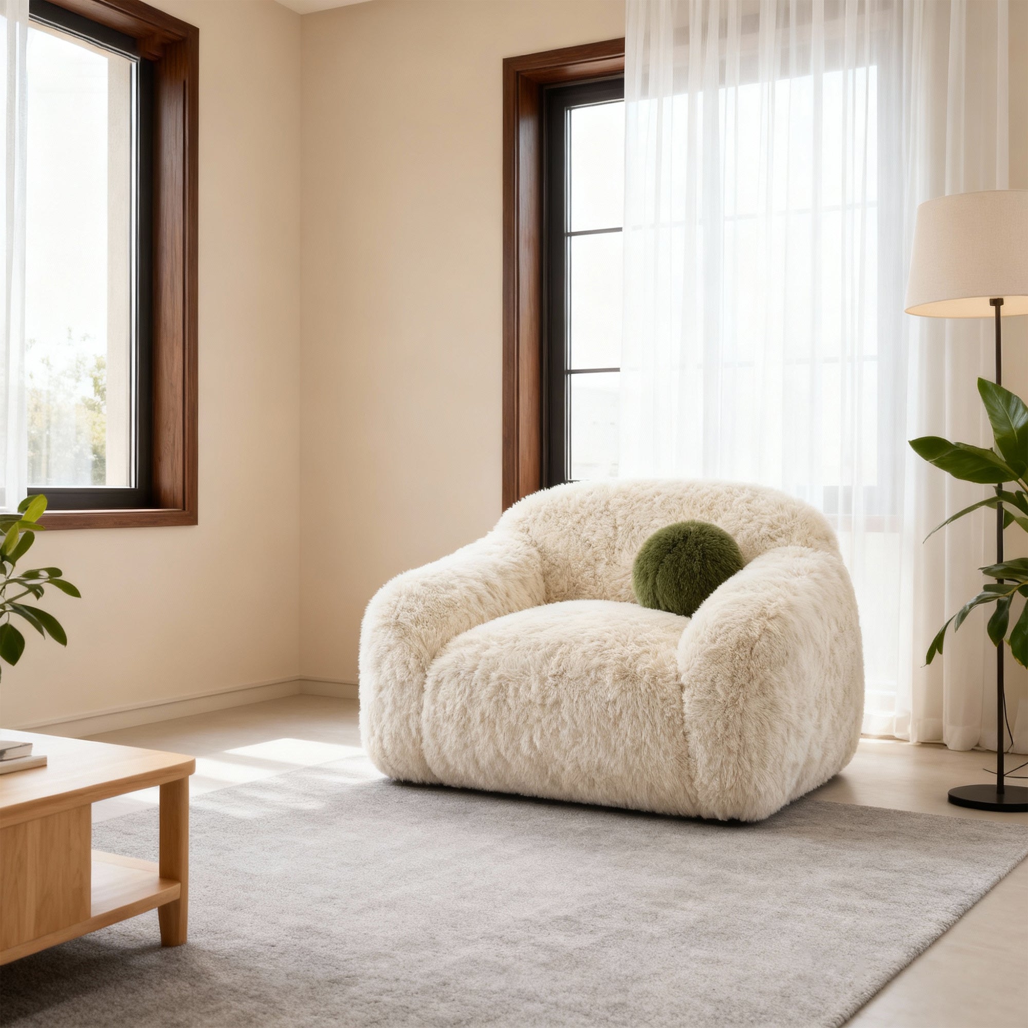 43 Inch Darwen Modern 360-Degree Swivel Chair with Ball Pillow