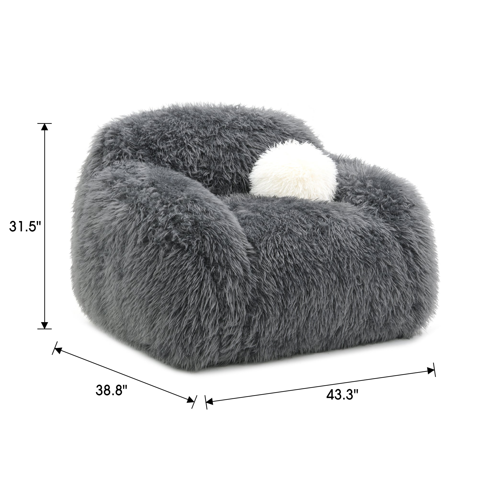 43 Inch Darwen Modern 360-Degree Swivel Chair with Ball Pillow