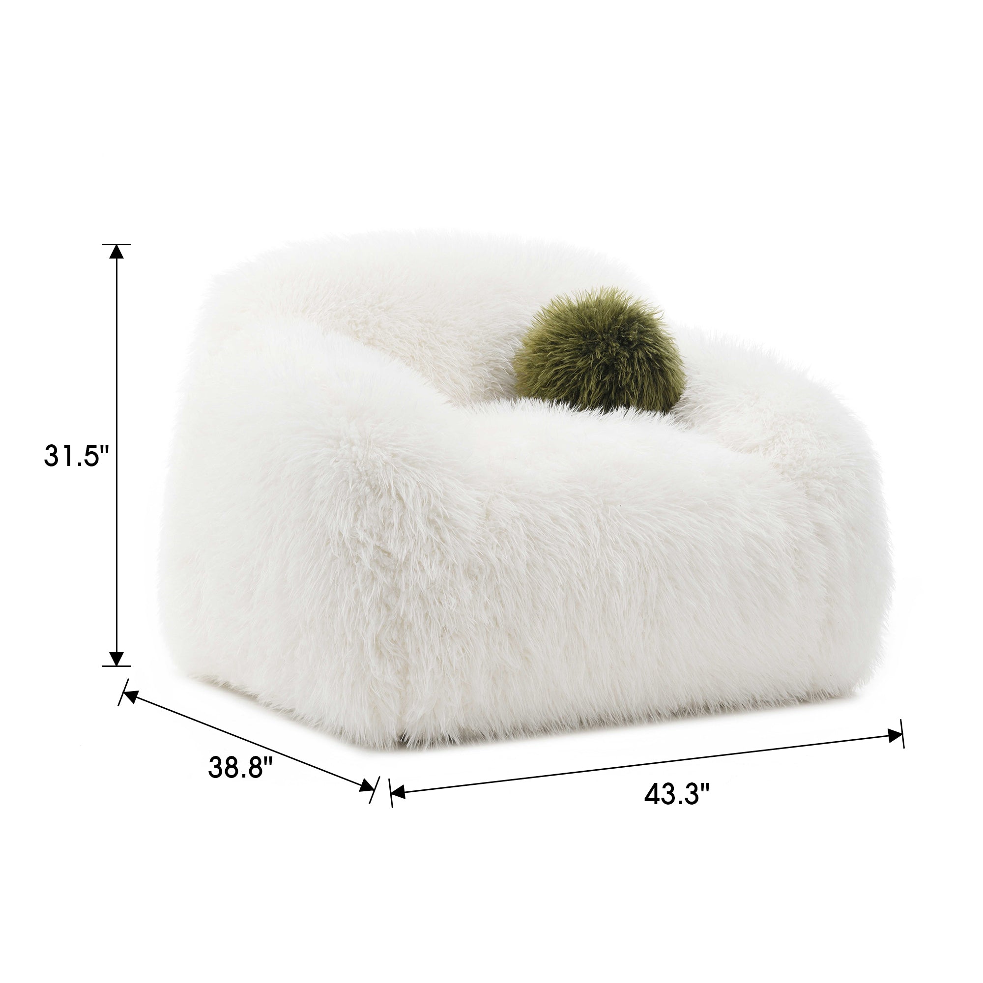 43 Inch Darwen Modern 360-Degree Swivel Chair with Ball Pillow