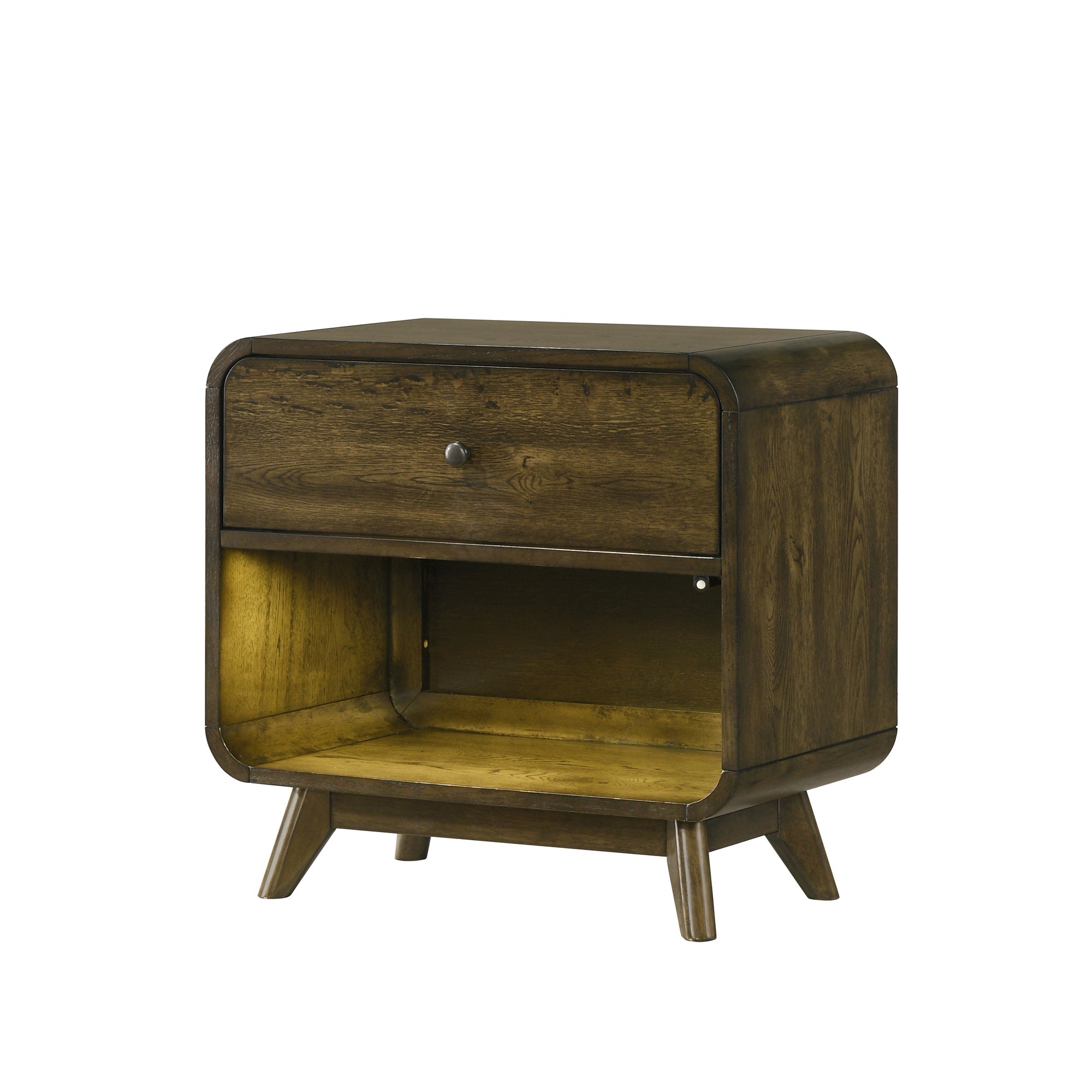 Mesa auxiliar de 40,6 cm en gris estilo granja con puerta estilo granero y estante abierto de Furniture of America