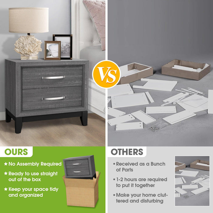 Furniture of America Lucien Modern Wood Nightstand with 2 Drawers