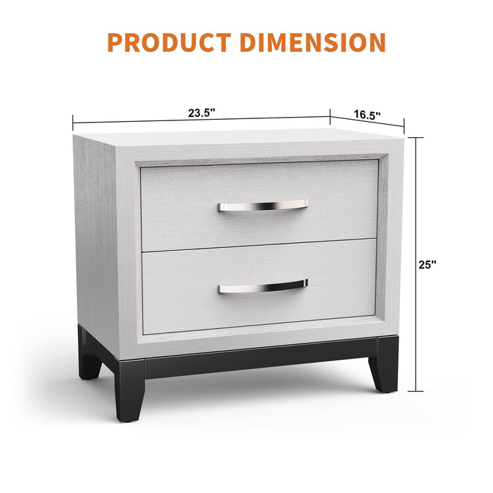 Furniture of America Lucien Modern Wood Nightstand with 2 Drawers