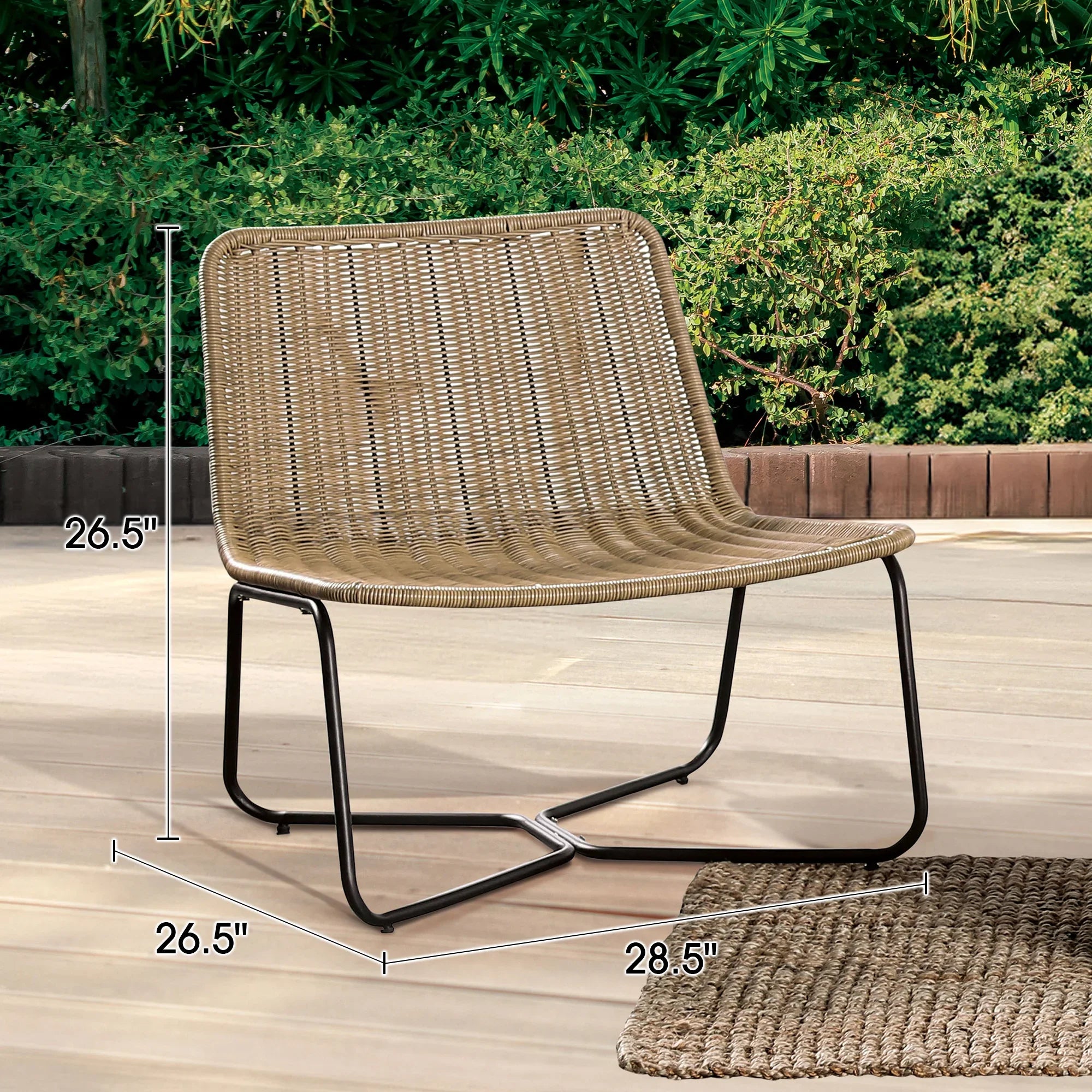 Juego de muebles de exterior de 4 piezas con sofá de dos plazas, conjunto de conversación de cuerda para patio con cojines para patio, piscina y jardín.