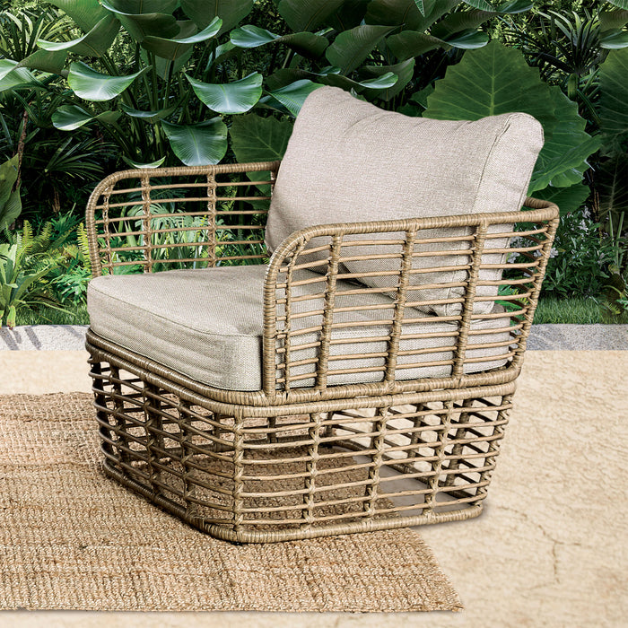 Juego de muebles de exterior de 4 piezas con sofá de dos plazas, conjunto de conversación de cuerda para patio con cojines para patio, piscina y jardín.