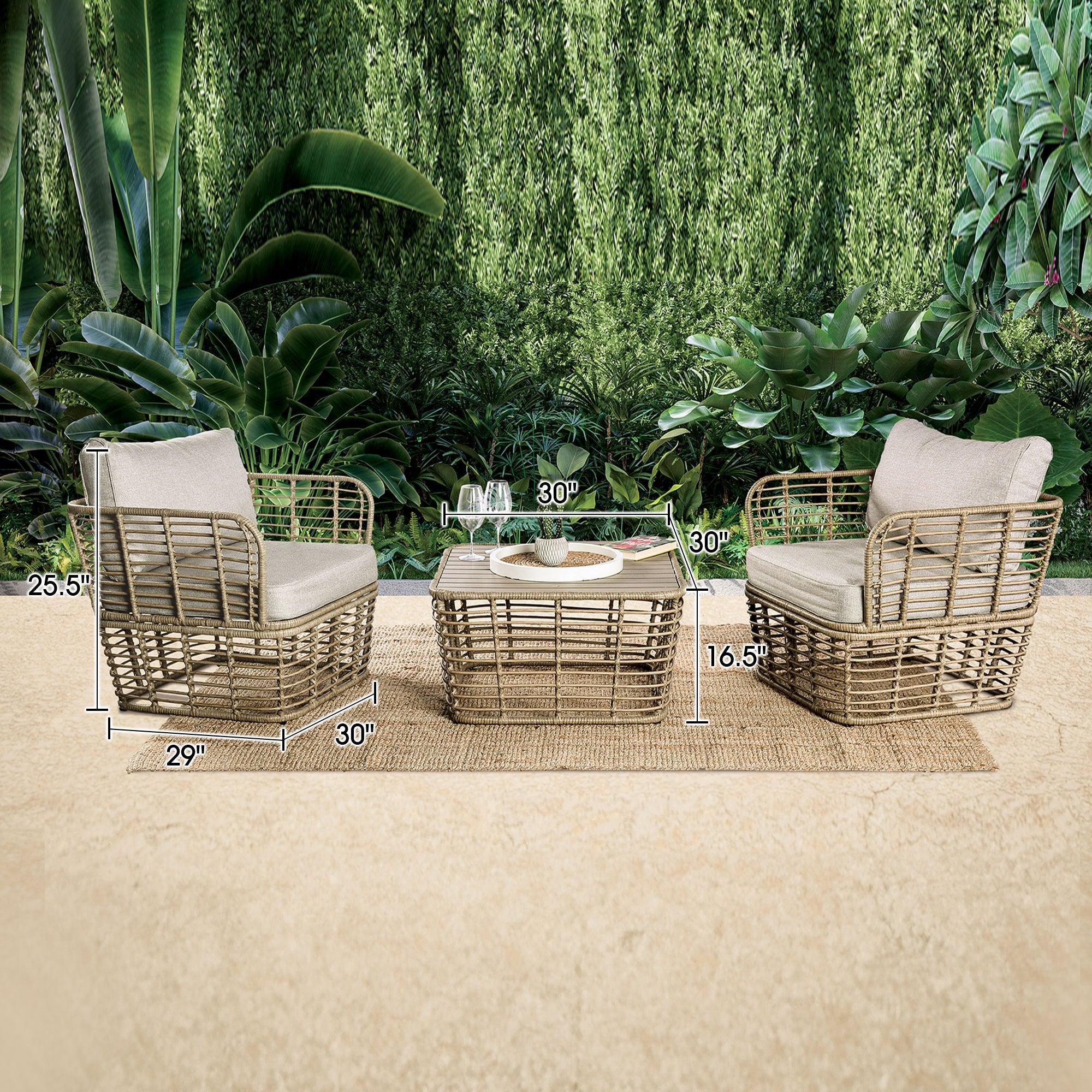 Juego de muebles de exterior de 4 piezas con sofá de dos plazas, conjunto de conversación de cuerda para patio con cojines para patio, piscina y jardín.