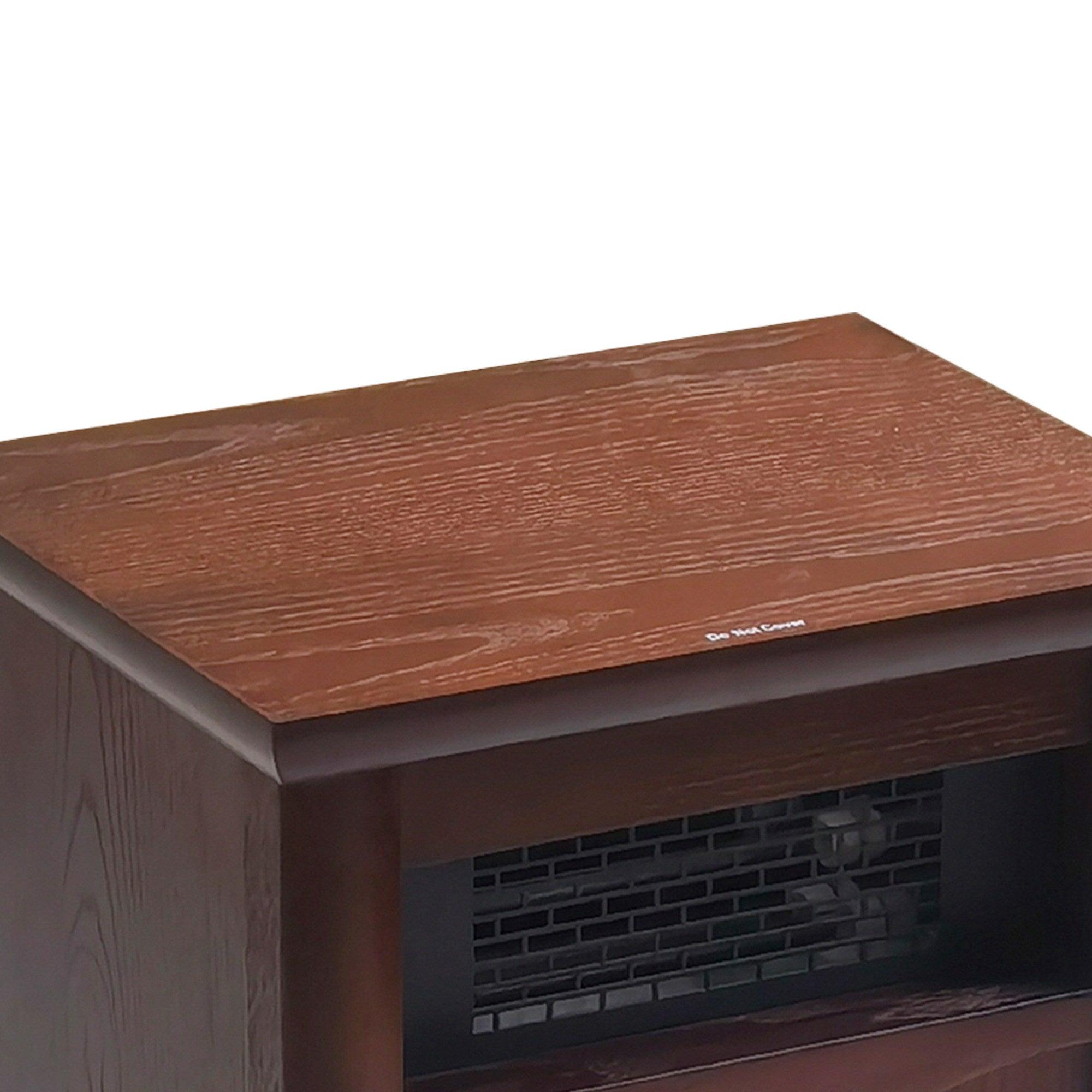 Calentador de madera infrarrojo de cuarzo de 1500 vatios con gabinete eléctrico, pantalla digital LED, control remoto y temporizador.