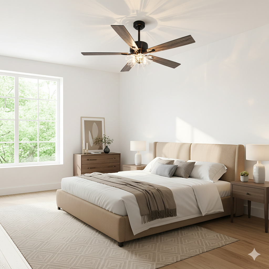 52 Inch Rory Modern Downrod Mount LED Ceiling Fan with Remote Control