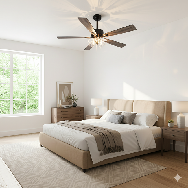 52 Inch Rory Modern Downrod Mount LED Ceiling Fan with Remote Control