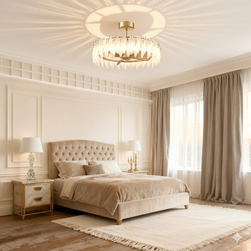 32 Inch Ogden Antique Silver Luxury Fandelier with Light and Remote Control