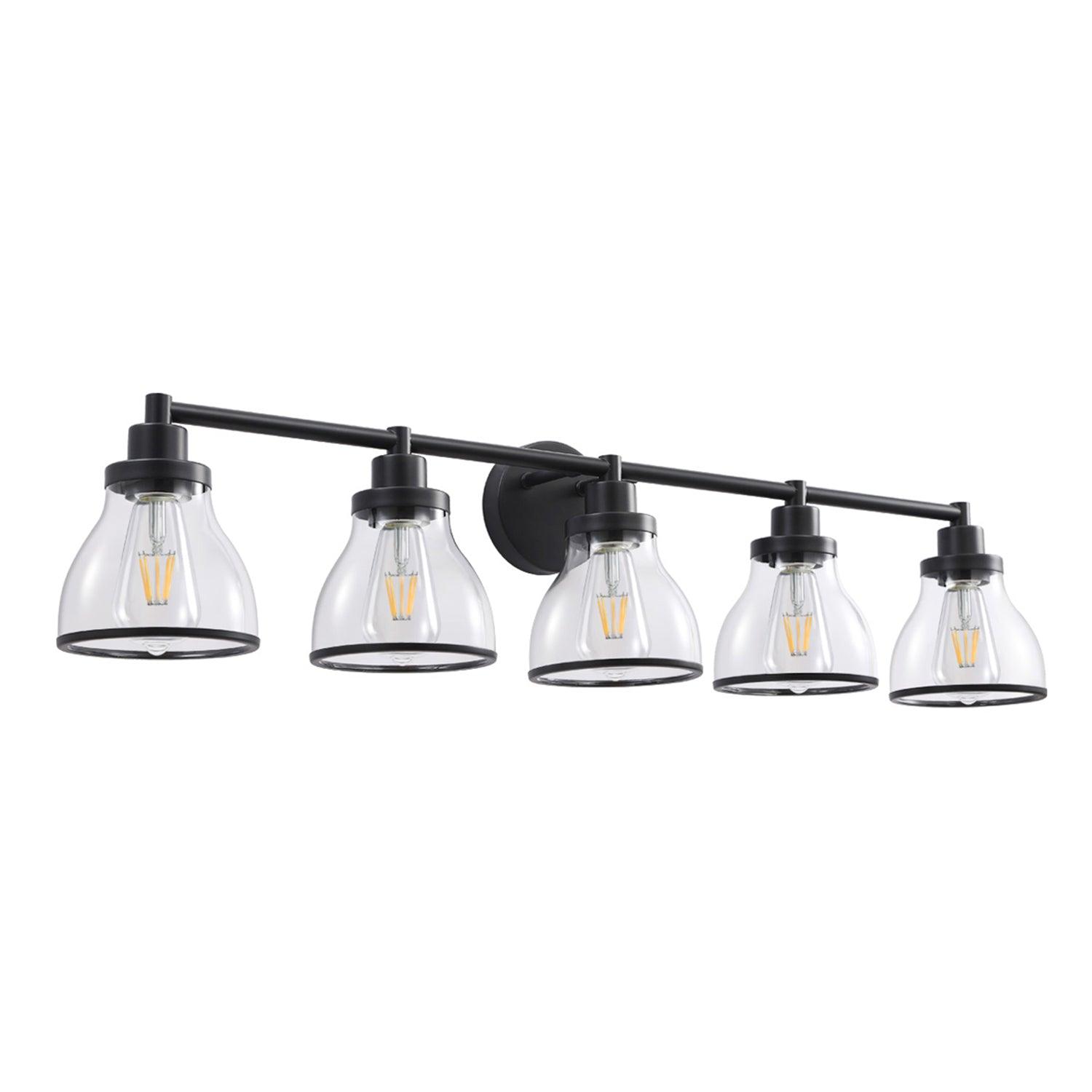 Hermosa Modern Polished Nickel & Black 5-Light Bathroom Vanity Light