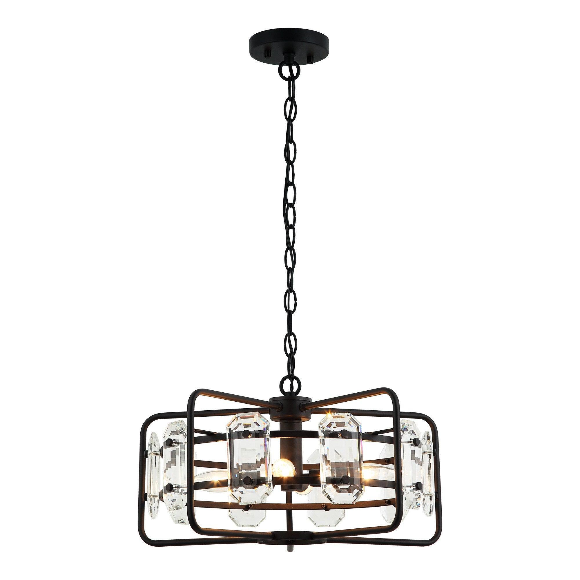 4-Light Golden or Black Modern Crystal Island Pendant Light
