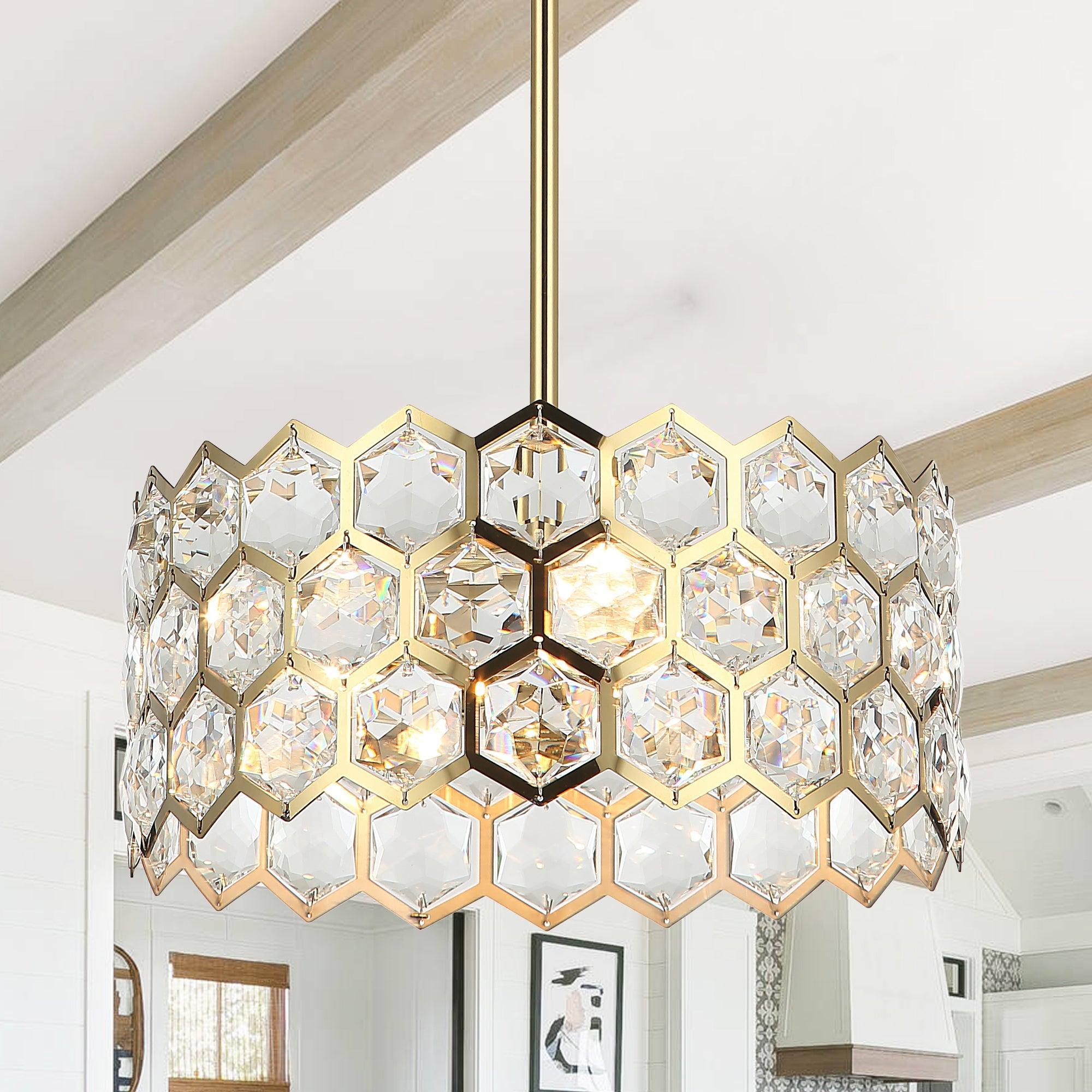 Lámpara colgante moderna dorada de 3 luces de 13 pulgadas para sala de estar