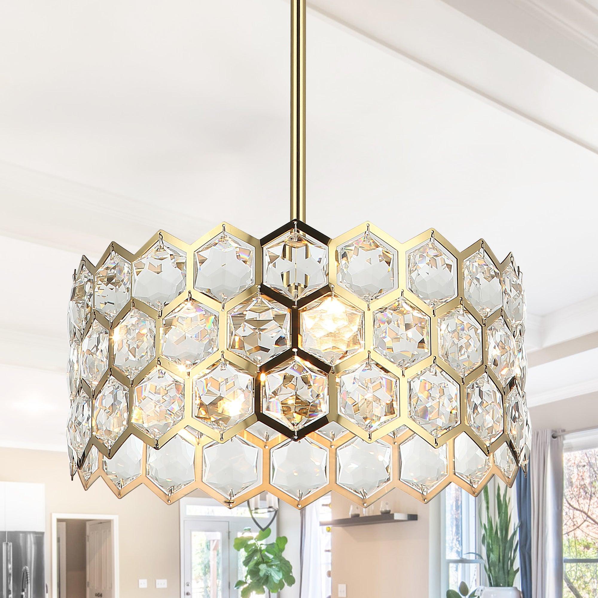 Lámpara colgante moderna dorada de 3 luces de 13 pulgadas para sala de estar
