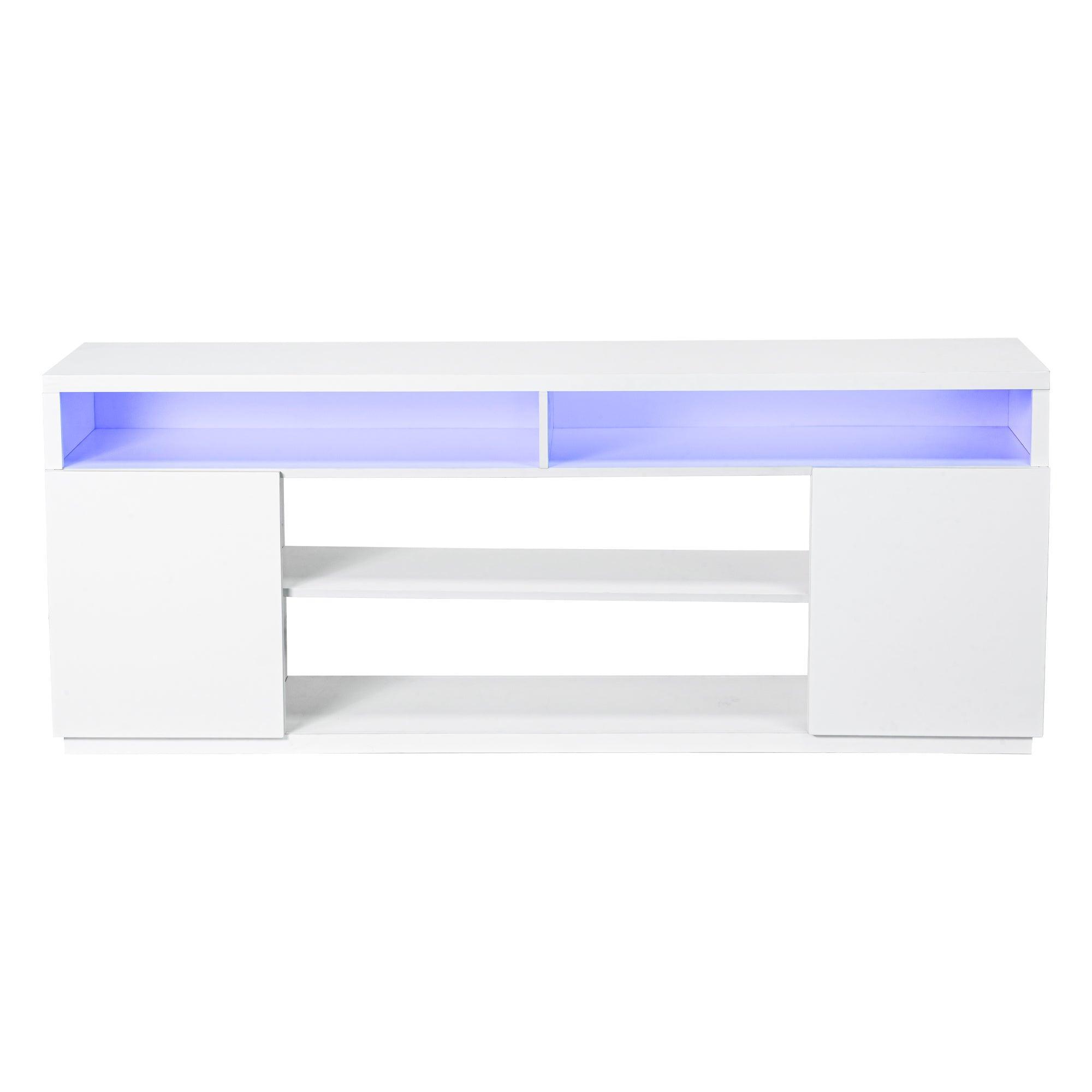 Modern 68 Inch TV Stand Media Console with LED Lights for Living Room