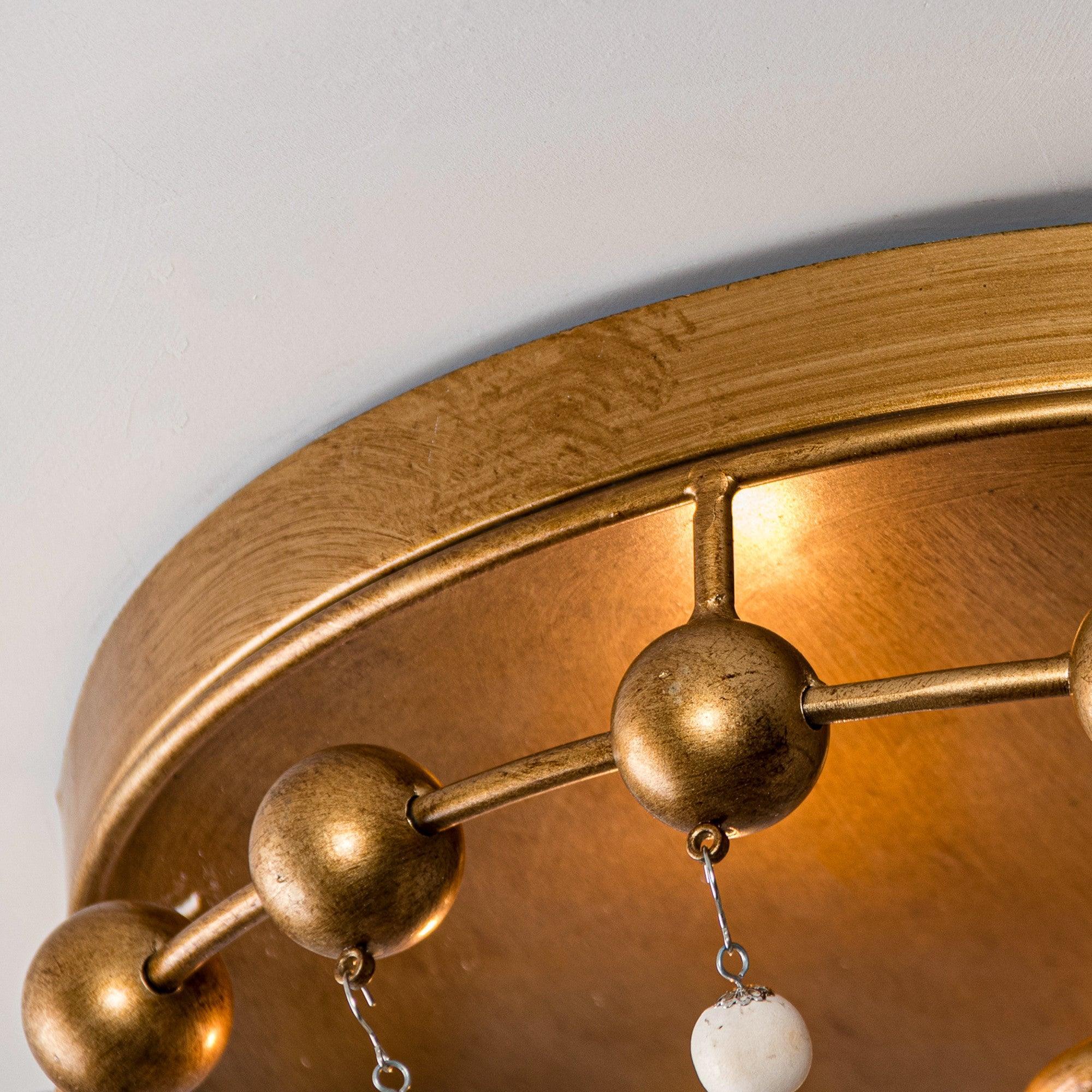 3-Light Golden Bohemian LED Modern Flush Mount Lighting